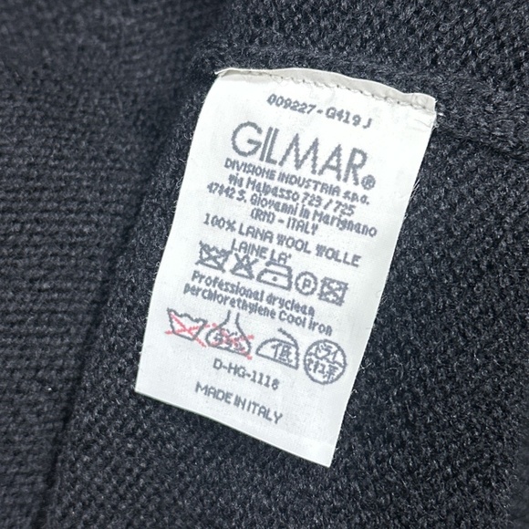 Vintage 90s Iceberg Jeans Wool Black Gray Logo Mock Neck Sweater Mens Medium - Picture 6 of 7